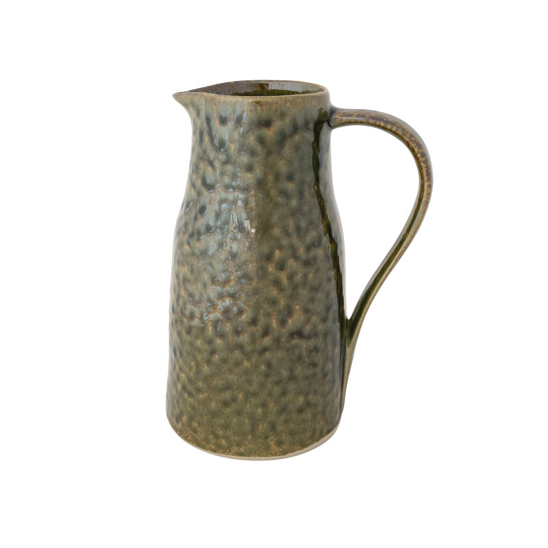 Round Stoneware Pitcher in Reactive Glaze