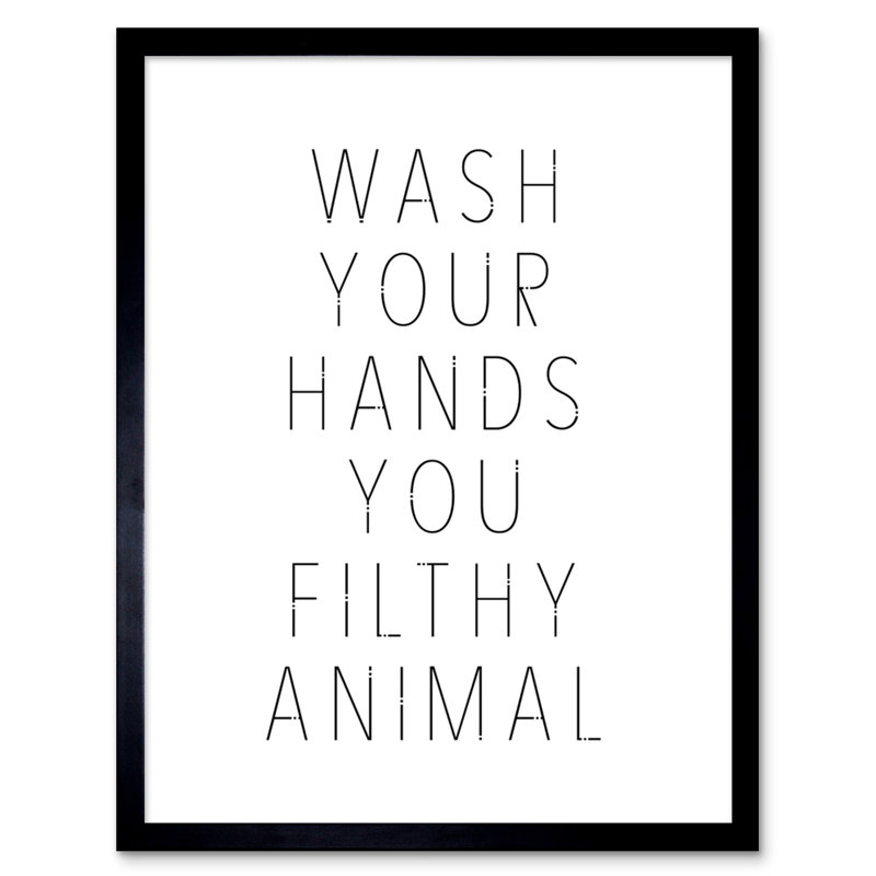 Lovonza Lovonza Funny Toilet Wall Art Wash Your Hands You Filthy Animal Sign Bathroom Decor Artwork - Single Picture Frame Print