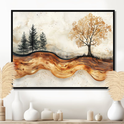 Autumn Trees On A Top Of Wood Slide - Trees Wall Art