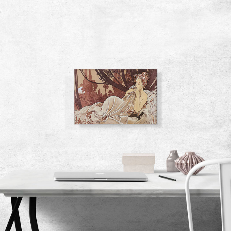 " Dusk 1899 " by Alphonse Mucha Graphic Art Print, 12" H x 18" W x 1.5" D