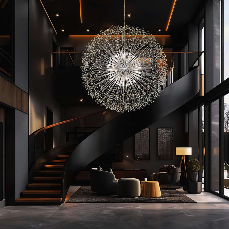 Lustre en cristal Luxe Starburst, Argent, 47", 24 lumières