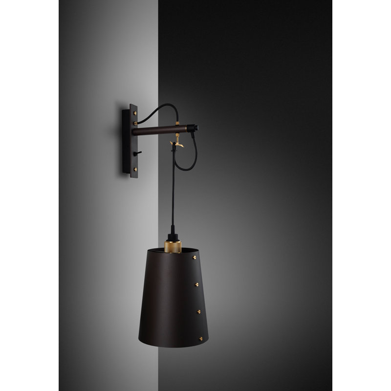 1 - Light Armed Sconce, Graphite/Brass, 10.2 x 8.3