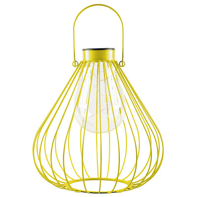 12"H Yellow Solar Wire Lantern
