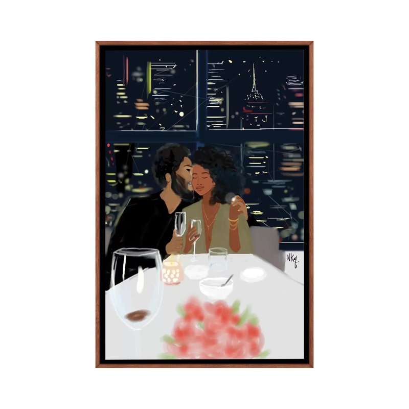Couples by Nicholle Kobi - Print on Canvas, 66.04 cm H x 45.72 cm W, Classic Brown Wood Framed