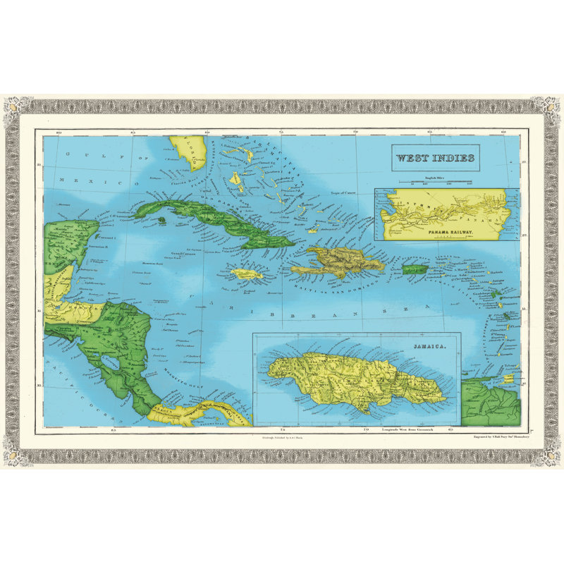 Island Map - Wrapped Canvas Print, 51cm H x 76cm W x 3.8cm D
