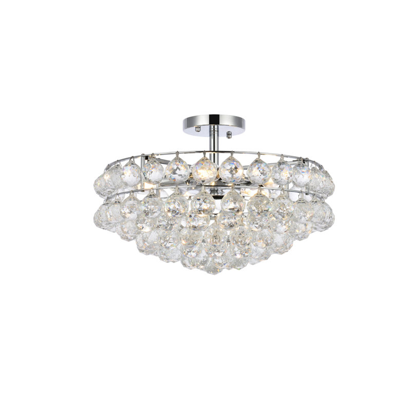 Kieron 5-Light Dimmable Crystal Flush Mount , Chrome, 12" H x 20" W x 20" D