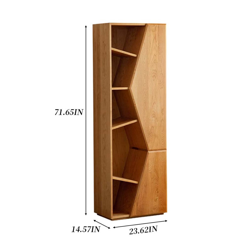 Bibliothèque en bois massif à motif géométrique