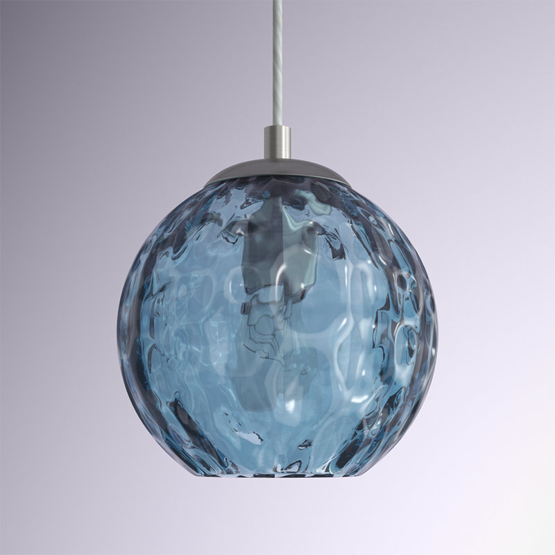 Mackey Azura Hammered Blue Glass Pendant, Blue