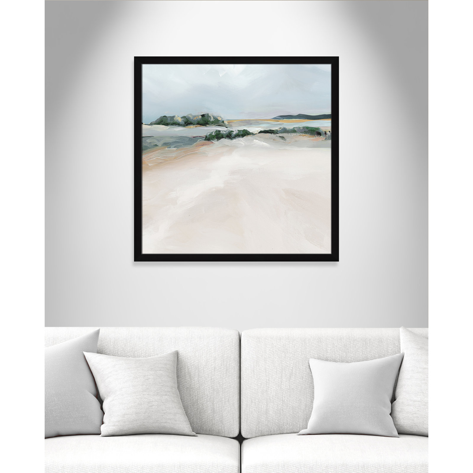 Anelis "Shimmering Path" Painting, 33" H x 33" W x 1.12" D, Black Framed
