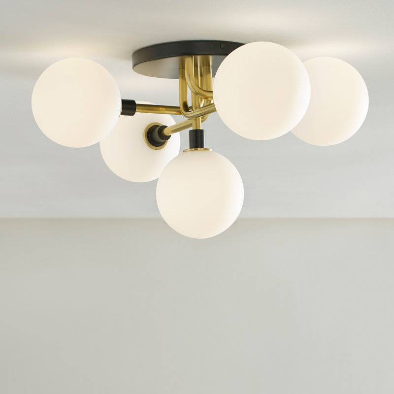 Viaggio 5 - Light Semi Flush Mount, Gold, White, Yes