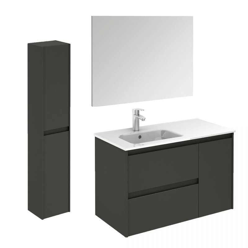 Ambra 35.6'' W Single Vanity, Glossy Anthracite