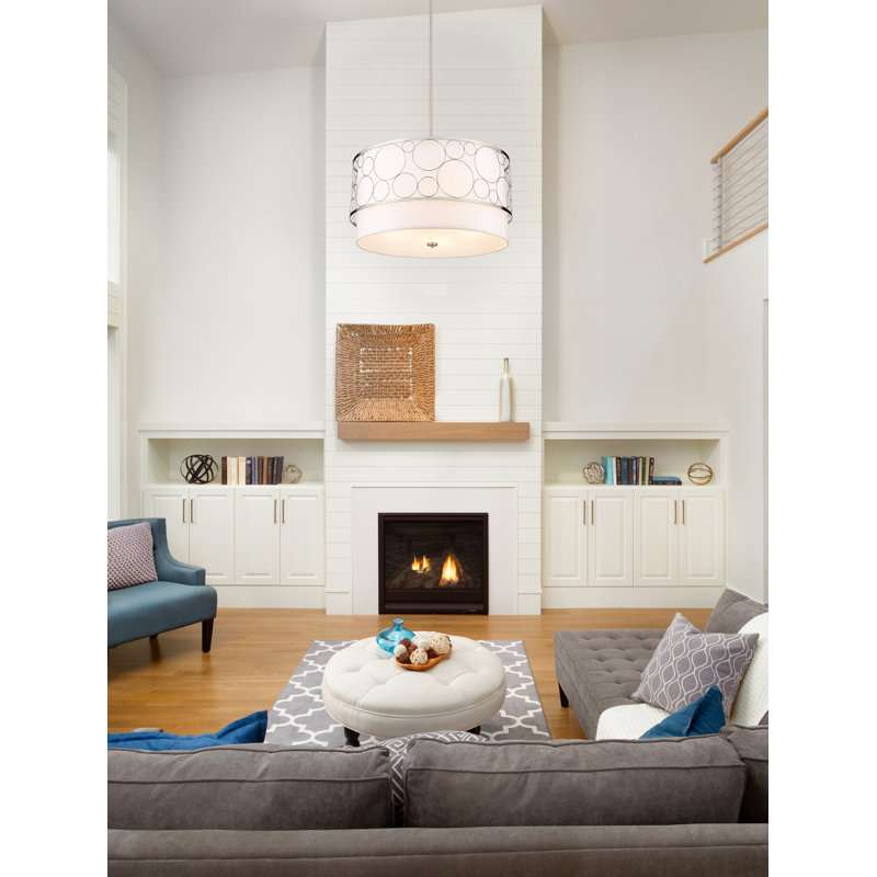 Luminaire suspendu 5 lumières Kendall, Nickel brossé