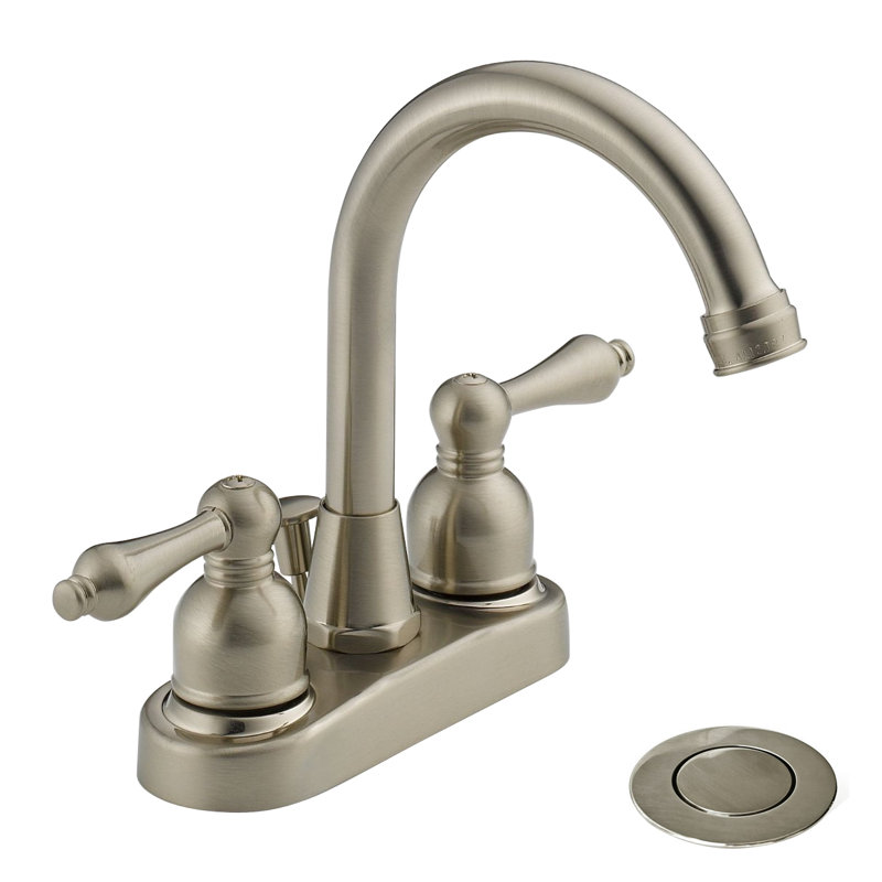 2-Handle Hi-Ar Spout Centerset Bathroom Faucet, Satin Nickel