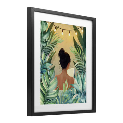 Twinkle Plant Girl Portrait Framed Print Under Glass, design by Kim Allen