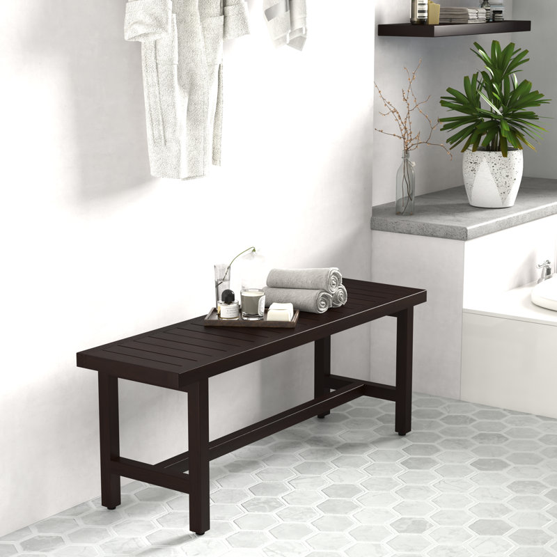 Banc de douche pour spa en teck, H 18 po x l 48 po x P 14 po, Moka