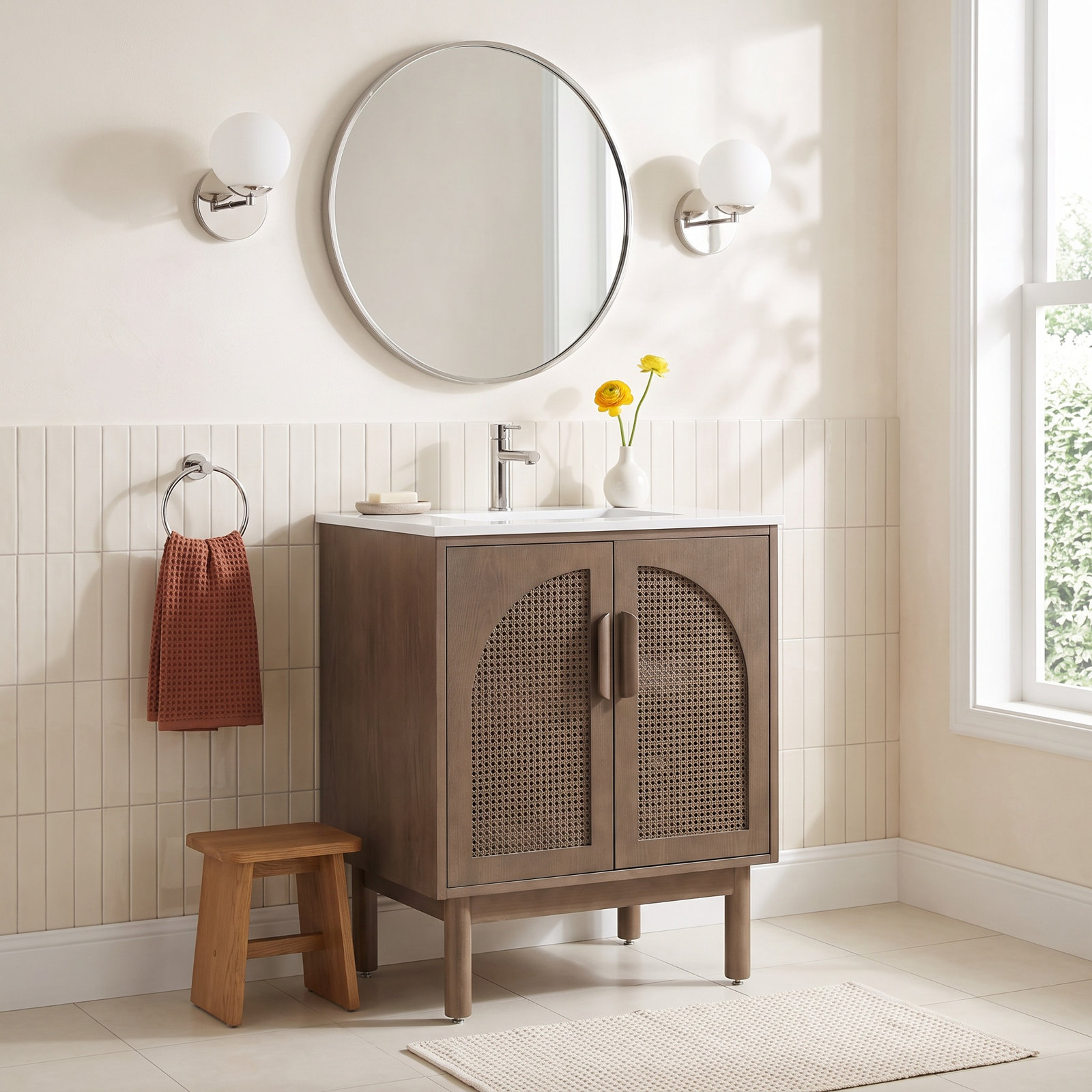 Emir 29" Cedar Single Bathroom Vanity, Chestnut Oak