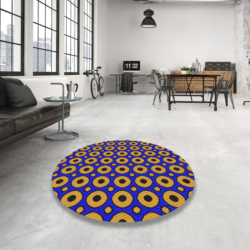 Tapis rouge / bleu Power Loom, Rond 7 pi