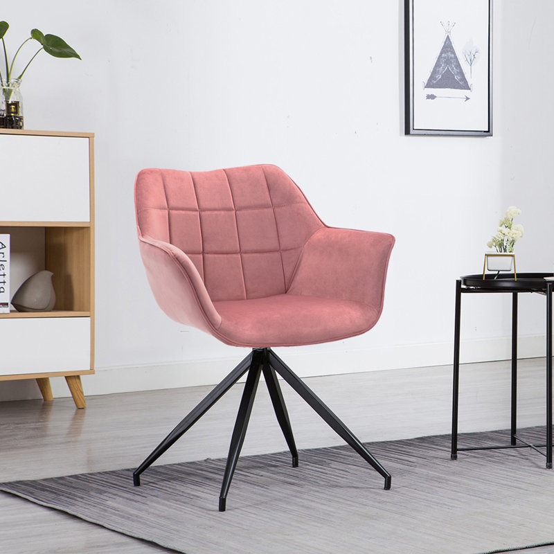 Chaise avec accoudoirs en velours Solace, Velours rose