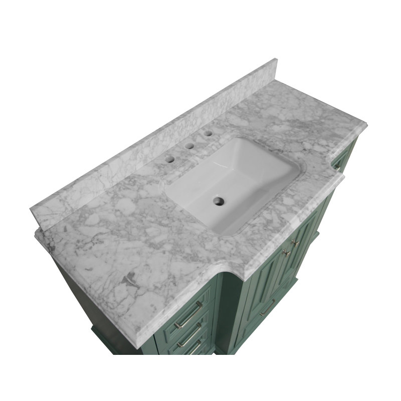 Ensemble de meuble-lavabo simple 48 po Loughlam, Marbre de Carrare, Vert sauge