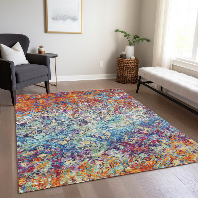  Mahaney Indoor/Outdoor Area Rug with Non-Slip Backing, Rectangle 9' x 12'
