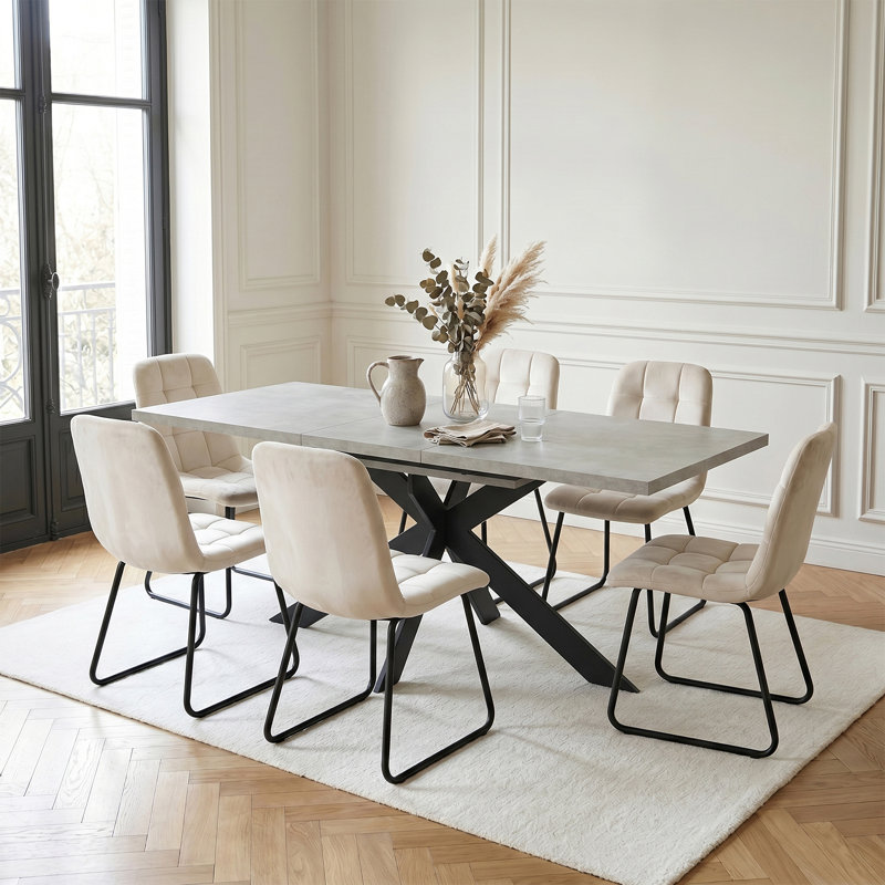 47cm H Tufted Upholstered Upholstered Back Side Chair in Brown, White