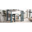 Lit mezzanine double en bois blanc et bleu avec rangement et bureau de travail - look élégant, fonction pratique, installation simple réglable dans un style contemporain, structure stable, assemblage rapide-339997381