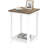 Farmhouse White Side Table With Oak Finish, Rustic End Table With Storage Shelf For Living Room Or Bedroom