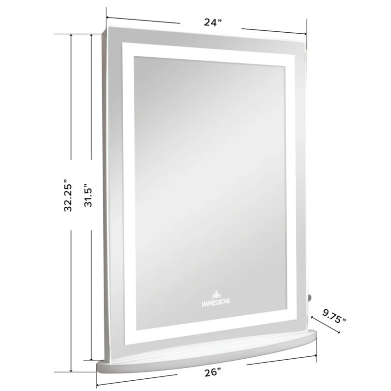 Miroir de salle de bain Cristal XL avec bande lumineuse DEL et bouton de gradateur, style contemporain moderne