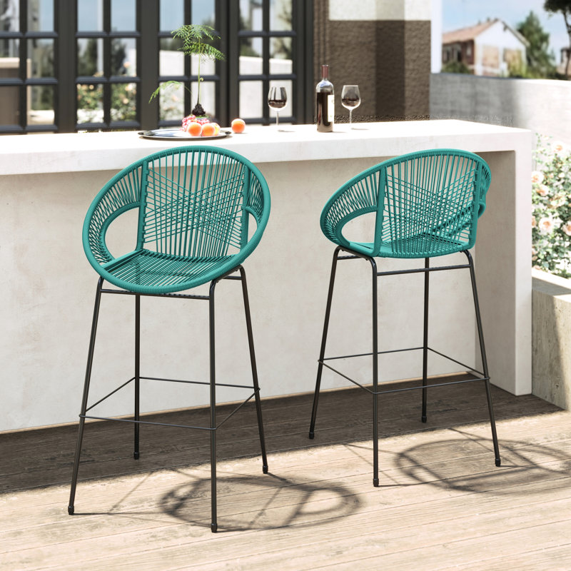Bleu sarcelle, cadre, siège ergonomique profilé et élégant style tissé, idéal pour la cuisine de balcon