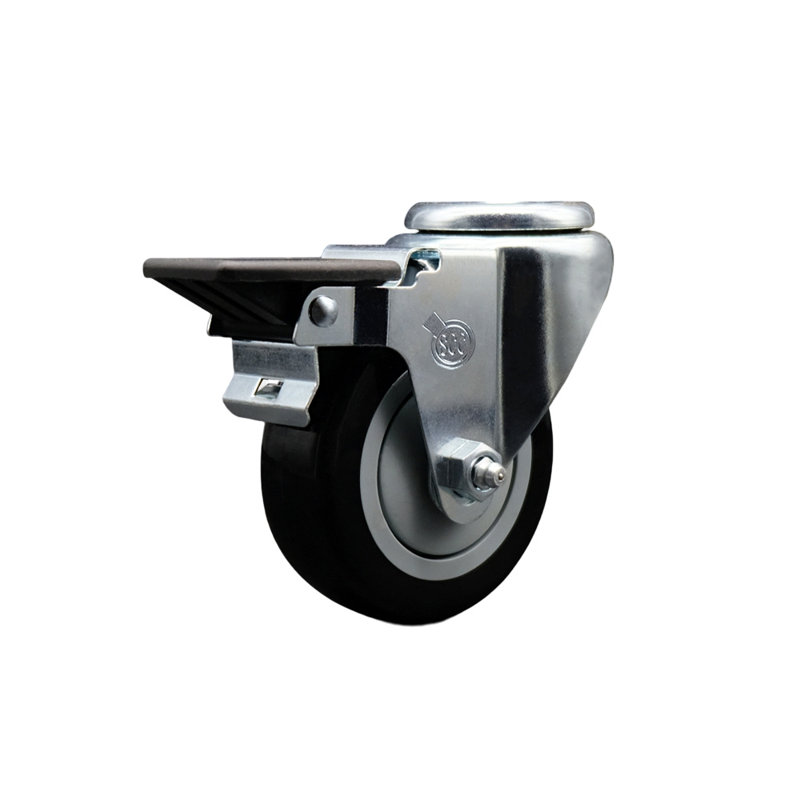Roulettes pivotantes en poly avec frein Posi Lock, Noir