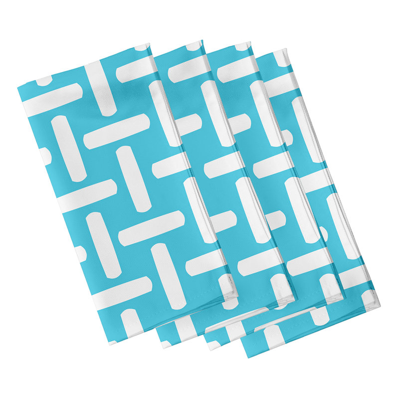 Kuse Polyester Geometric Square Napkin, 18" W x 18" L, Turquoise