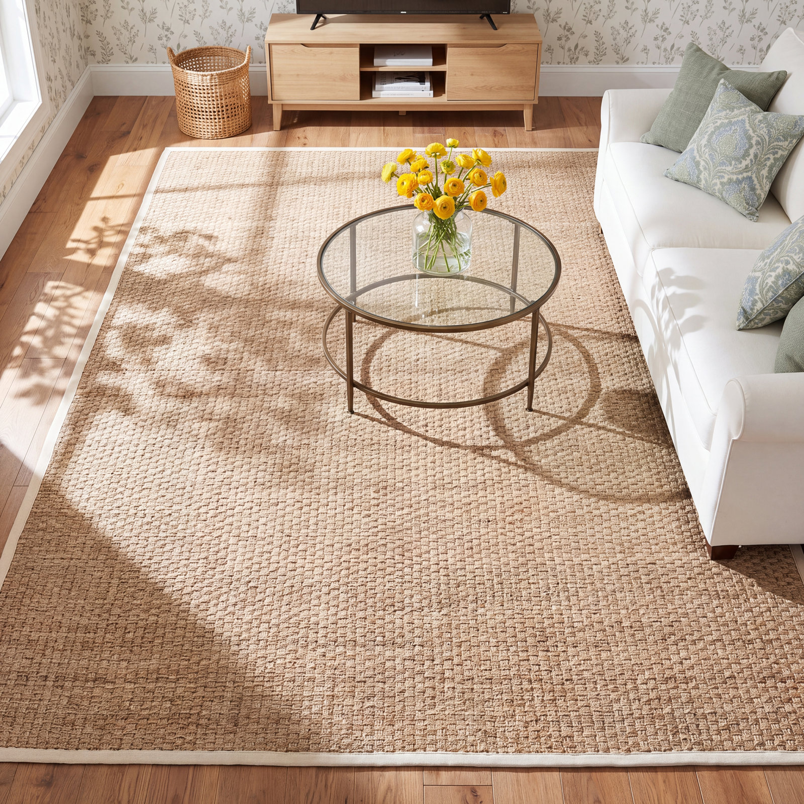 Dollard Natural Ivory Seagrass Rug, Rectangle 10' x 14'
