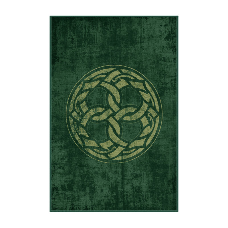 Soft Plush Fergus St Patties Modern & Contemporary Abstract Area Rug in Green – Green Binding, 7x9
