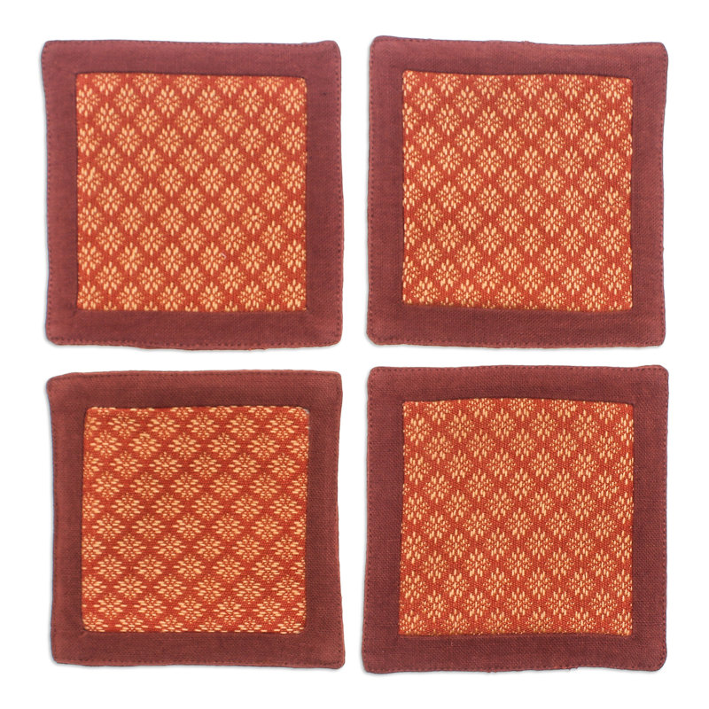  Handmade Marigold Sensations Cotton Coasters (Set Of 4)