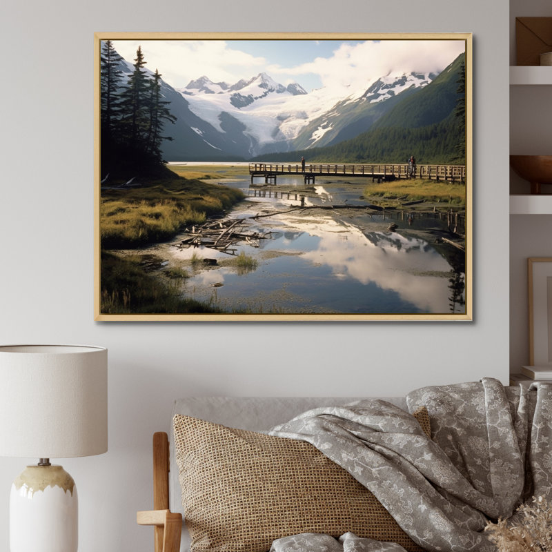 Alaska, rivière sauvage sur toile, H 34 po x l 44 po x P 1,5 po, Toile naturelle