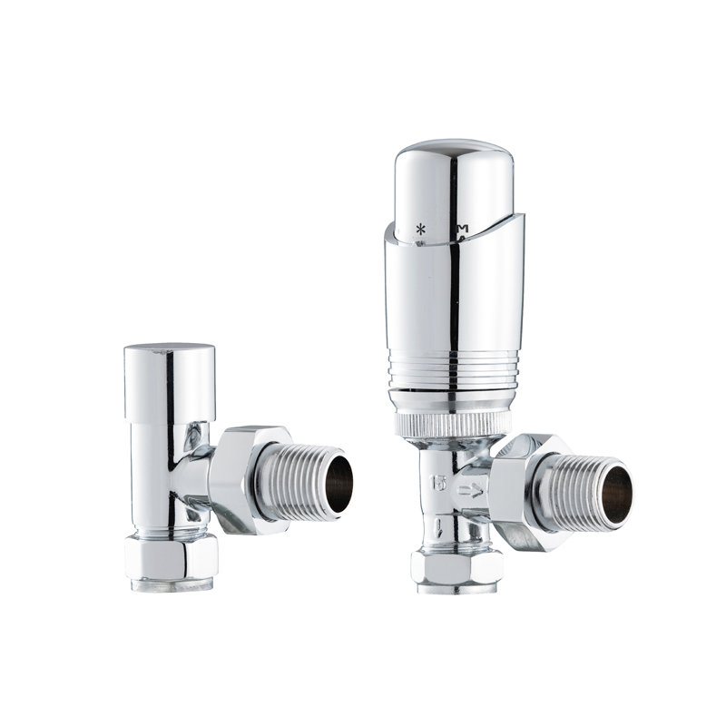 UK-11 Chrome Plated Thermostatic Valve & Lockshield, Chrome