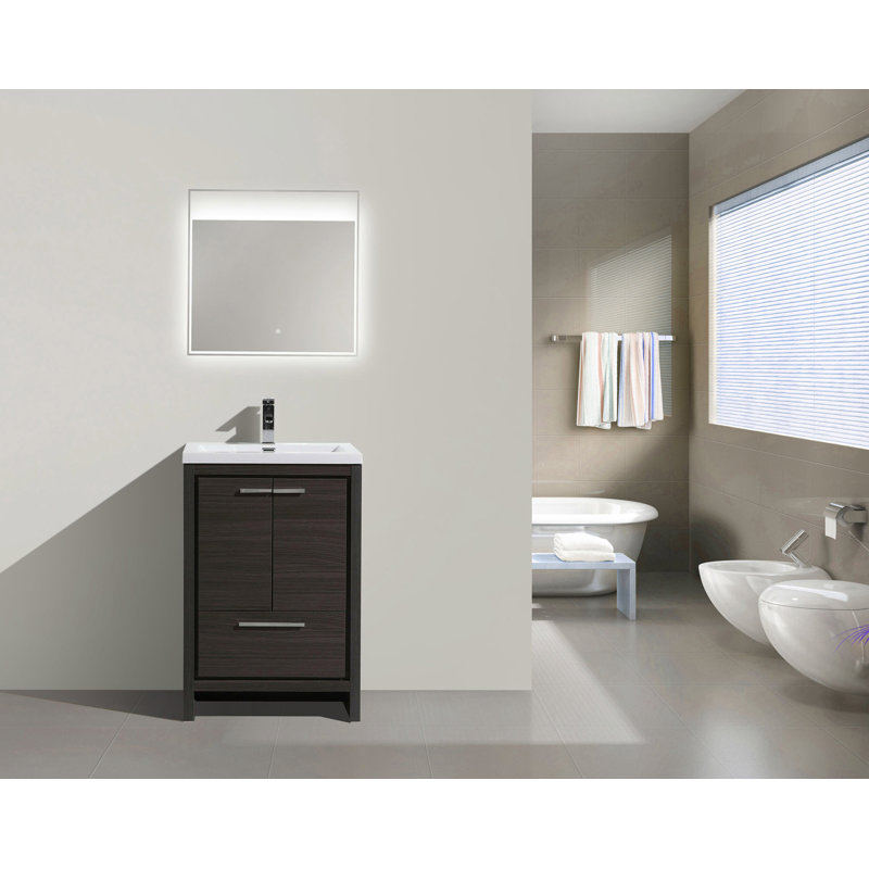 Lefebvre 23.4" Single Bathroom Vanity Set, Gray Oak