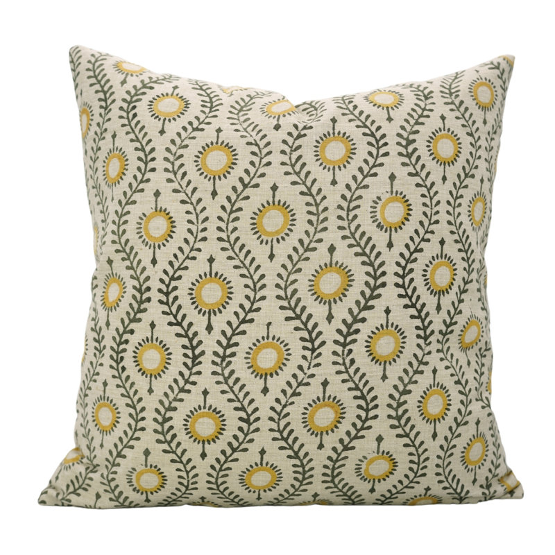 Coussin décoratif en coton à motif de blocs de coton à la main Fab Divine Artisan, H 18 po x l 18 po