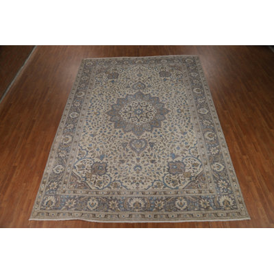 Tapis traditionnel floral en laine 9 x 13