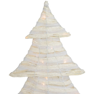 Arbre de table de Noël éclairé à DEL 18,5 po à piles crème