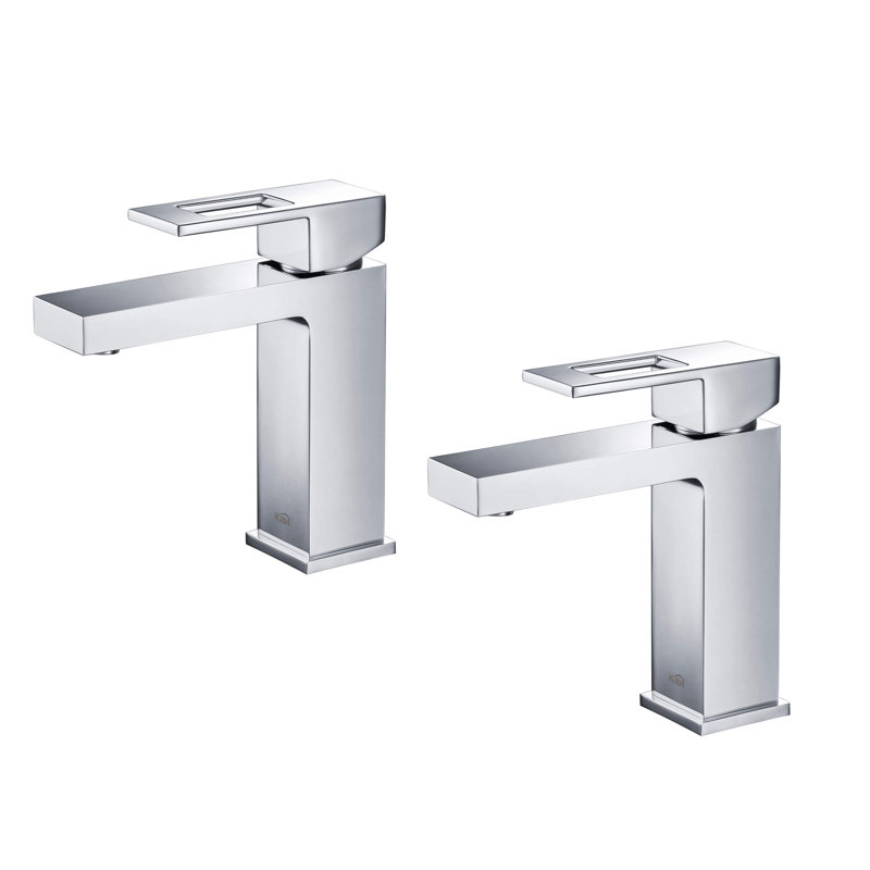 Cube Single-Hole Single-handle Bathroom Faucet, Chrome, No