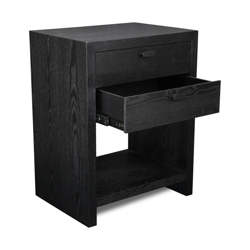 Vivara 2 Drawer Wooden Night Stand, Black