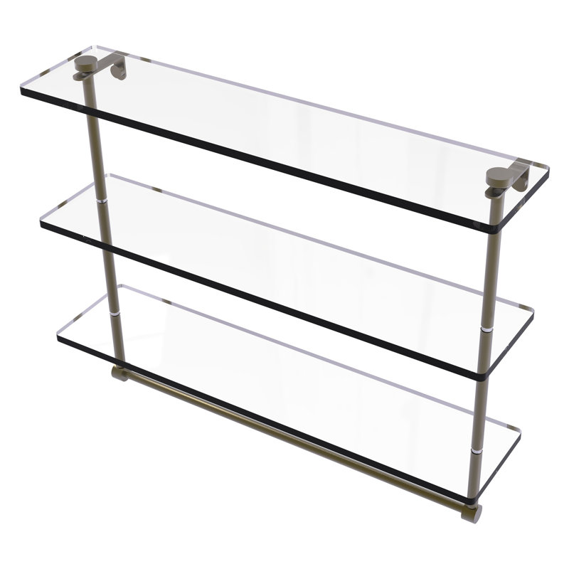 Gober 3 Piece Tiered Shelf with Towel Bar, Antique Brass, 18" H x 22" W x 5" D