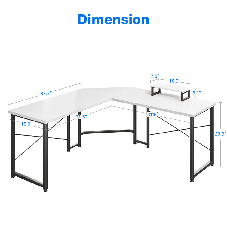 Mr IRONSTONE L Shaped Desk with Power Outlet 50 Computer Desk with Large  Monitor Stand, Corner Desk Home Office Workstation Desks, Modern Simple  Style Writing Table Desk 