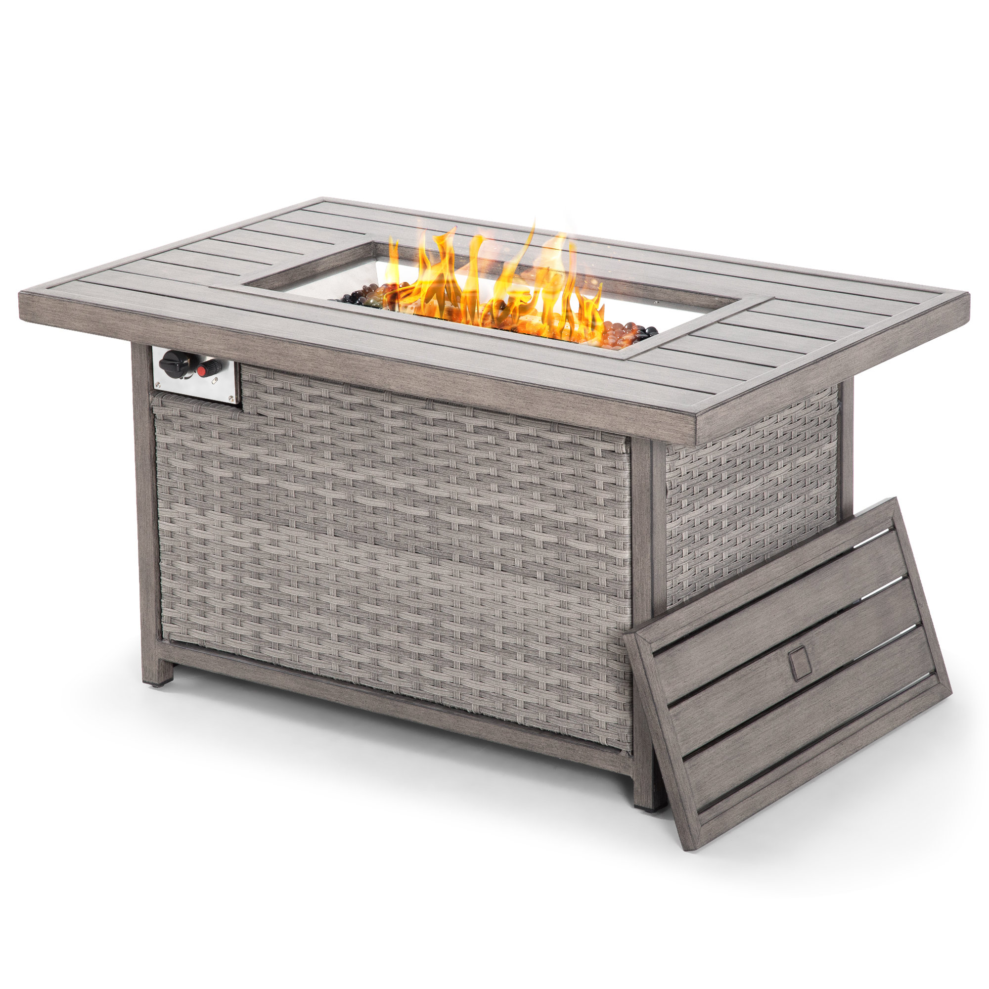 Happatio 48Inch 50,000 Btu Wicker&Aluminum Patio Fire Pit (Brown ...