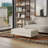 Morrison 49"W Large Upholstered Ottoman with Solid Wood Legs-438455160