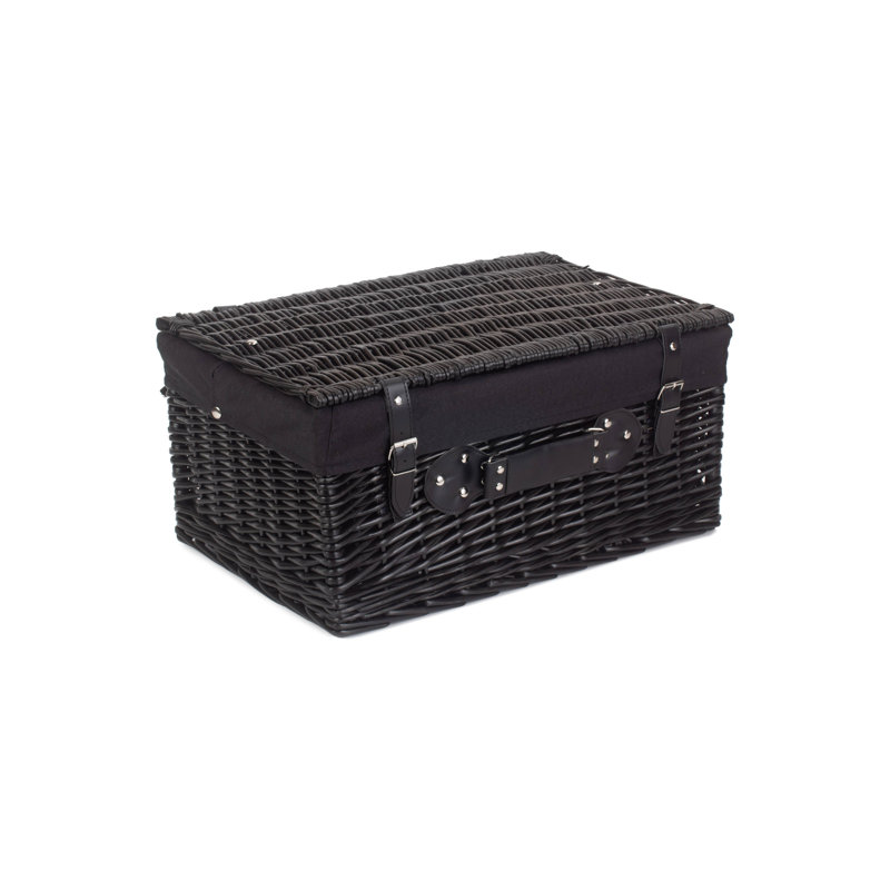 Wicker Hamper Basket with Lining, 25cm H x 51cm W x 35cm D, Black/Black