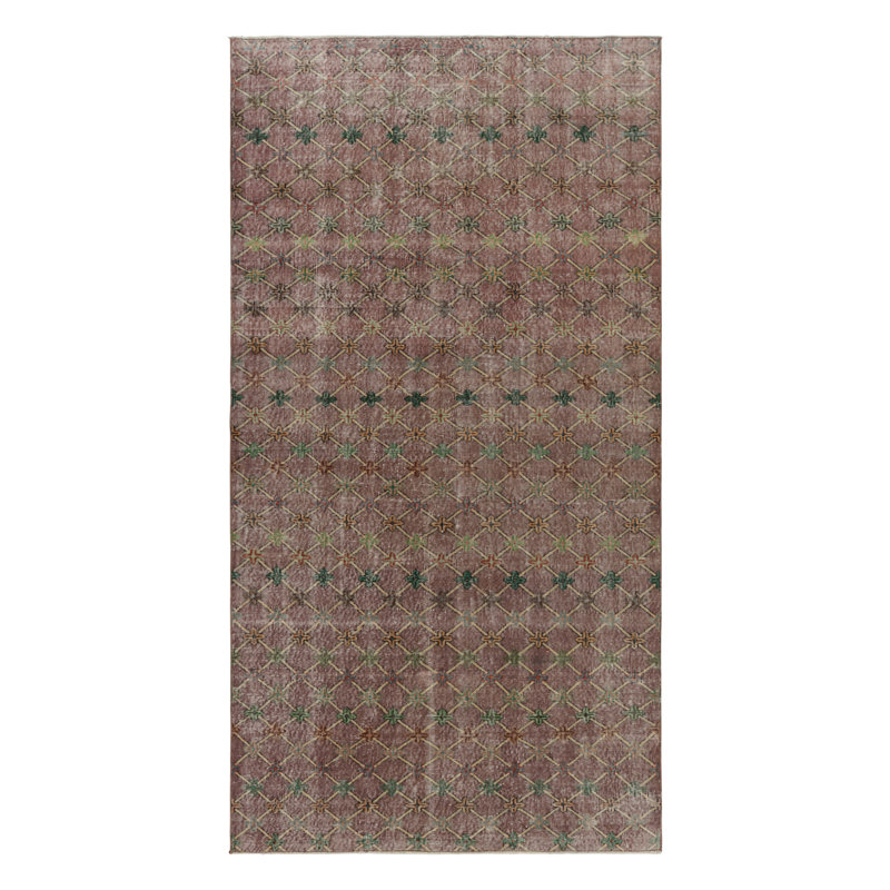 Vintage Turkish Rug, Brown And Purple With Diamond Geometric Pattern – Rug & Kilim