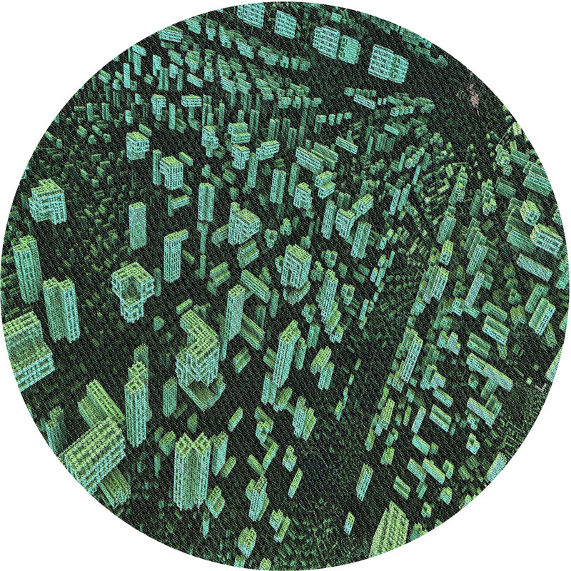 Tapis vert/noir aqua, Rond 6 pi