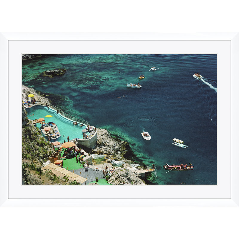 Hotel Taormina Print by Slim Aarons, White Single Picture Framed, 43.5" H x 59.5" W x 1.5" D